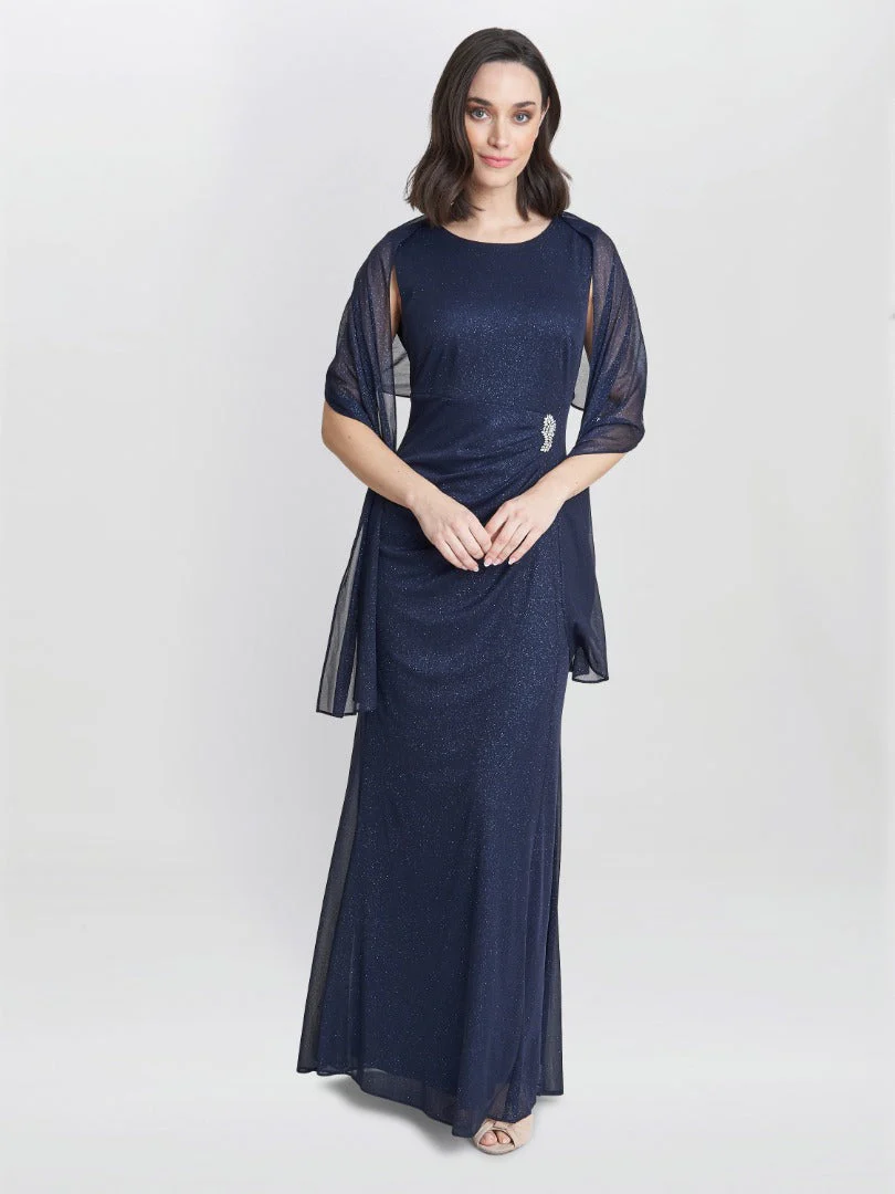 Gina Bacconi Alicia Maxi Dress With Embellishment And Matching Shawl