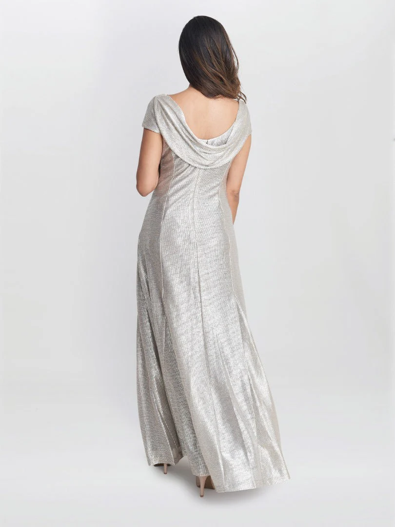 Gina Bacconi Alivia Metallic Cowl Maxi Dress - Image 2
