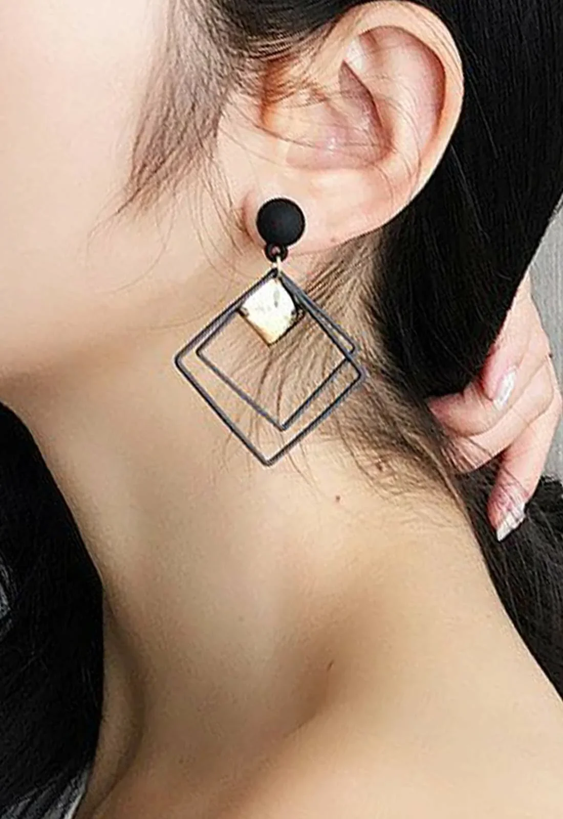 Always Chic Black Diamond Drop Earrings - Image 5