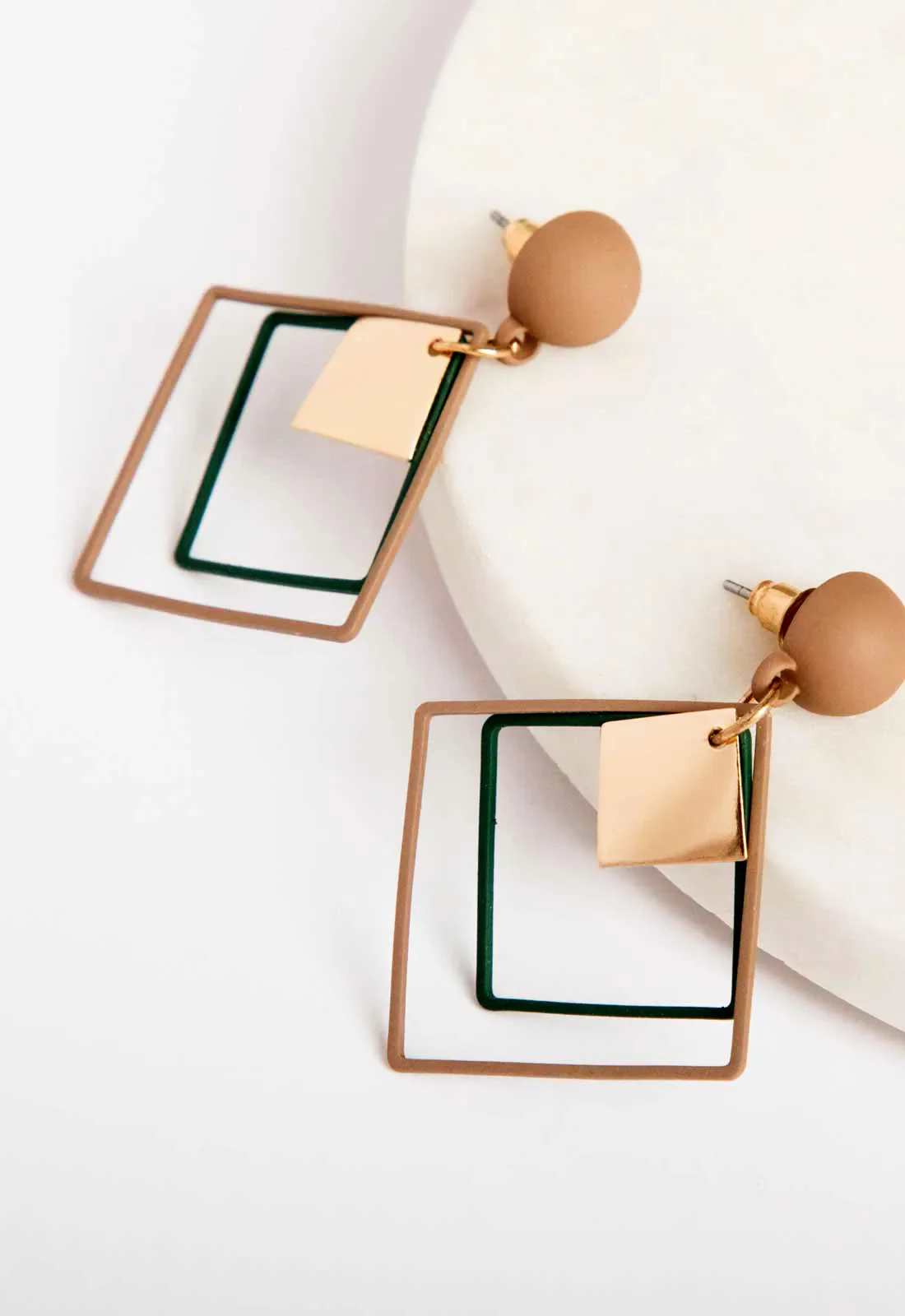 Always Chic Blue/Brown Diamond Drop Earrings