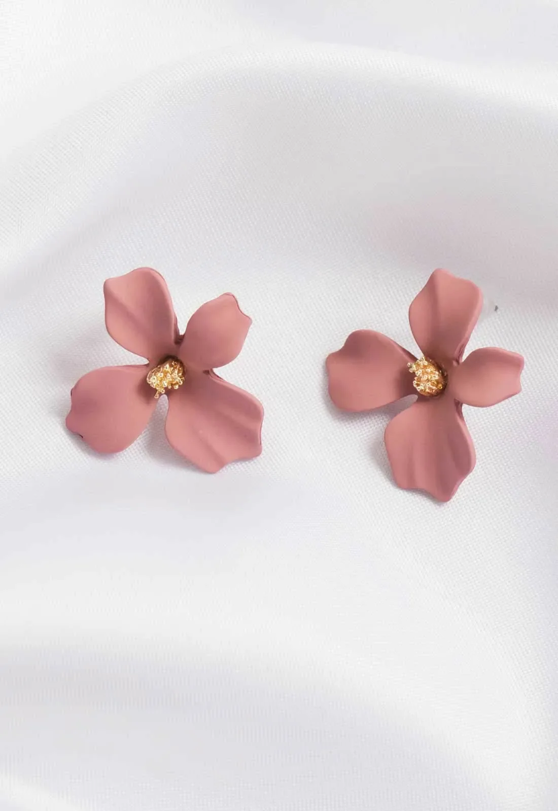 Always Chic Dusky Pink Flower Earrings - Image 3
