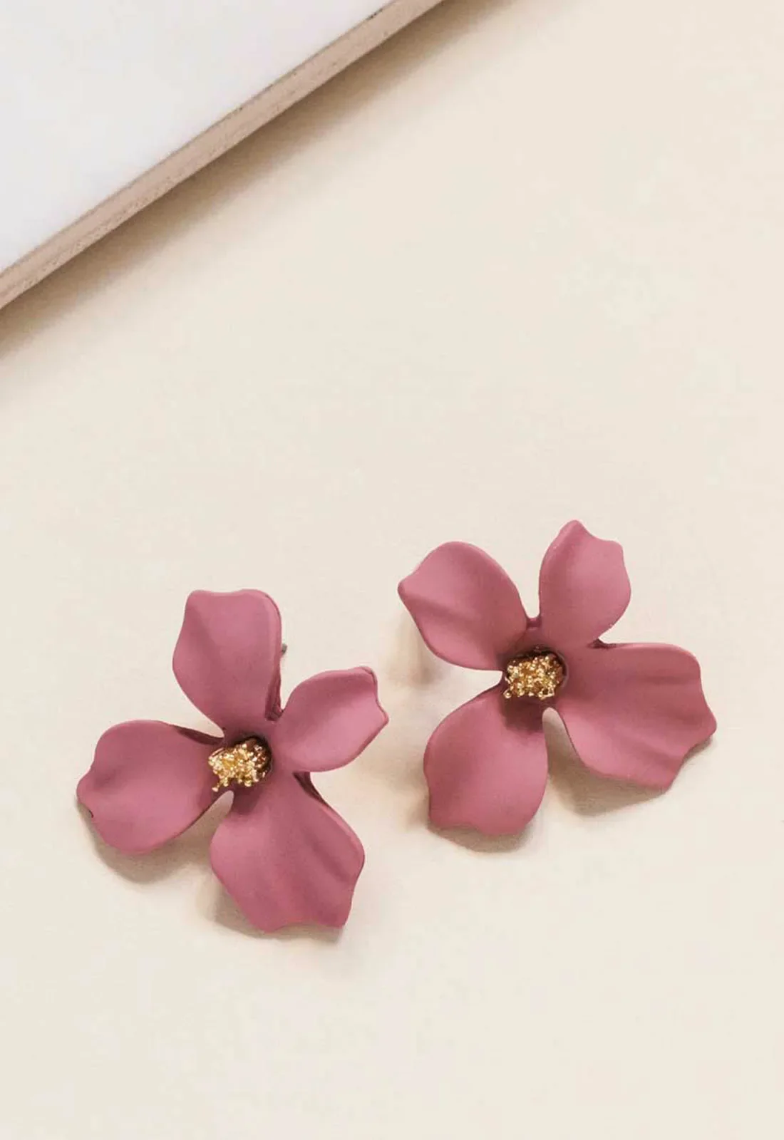 Always Chic Dusky Pink Flower Earrings - Image 4