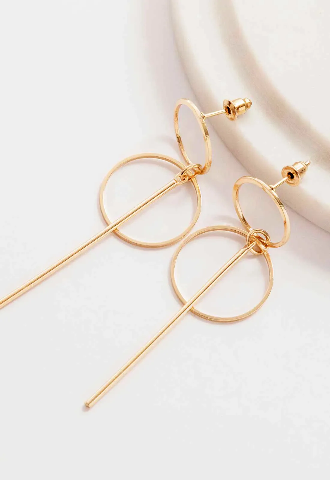 Always Chic Gold Bar Detail Double Hoop Earring - Image 3
