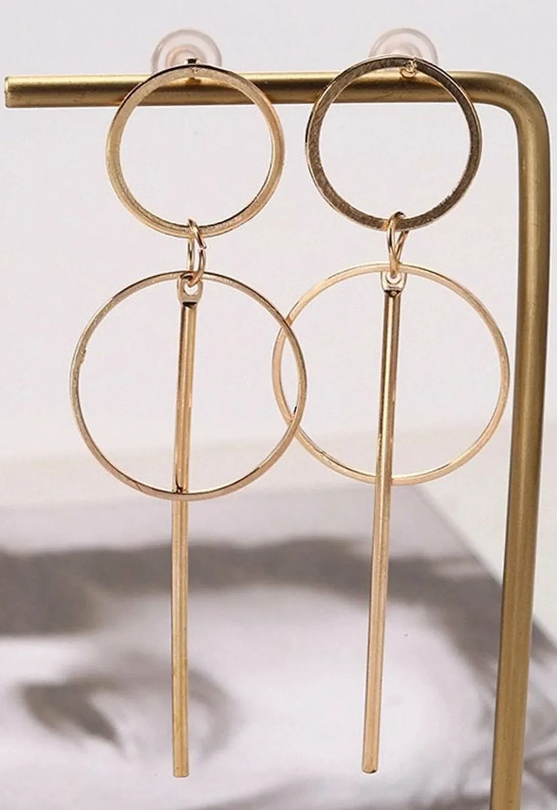 Always Chic Gold Bar Detail Double Hoop Earring - Image 4