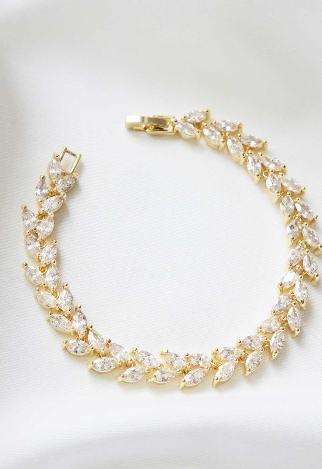 Always Chic Gold Crystal Leaf Tennis Bracelet - Image 3