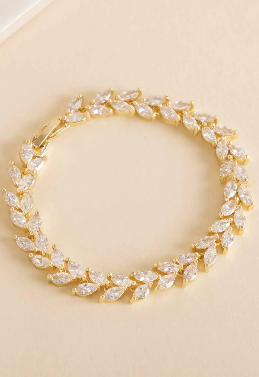 Always Chic Gold Crystal Leaf Tennis Bracelet - Image 4
