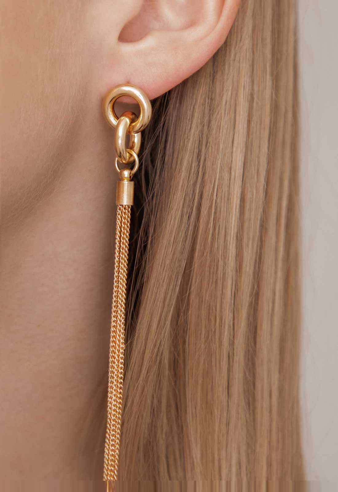 Always Chic Gold Knot and Tassel Earrings - Image 2