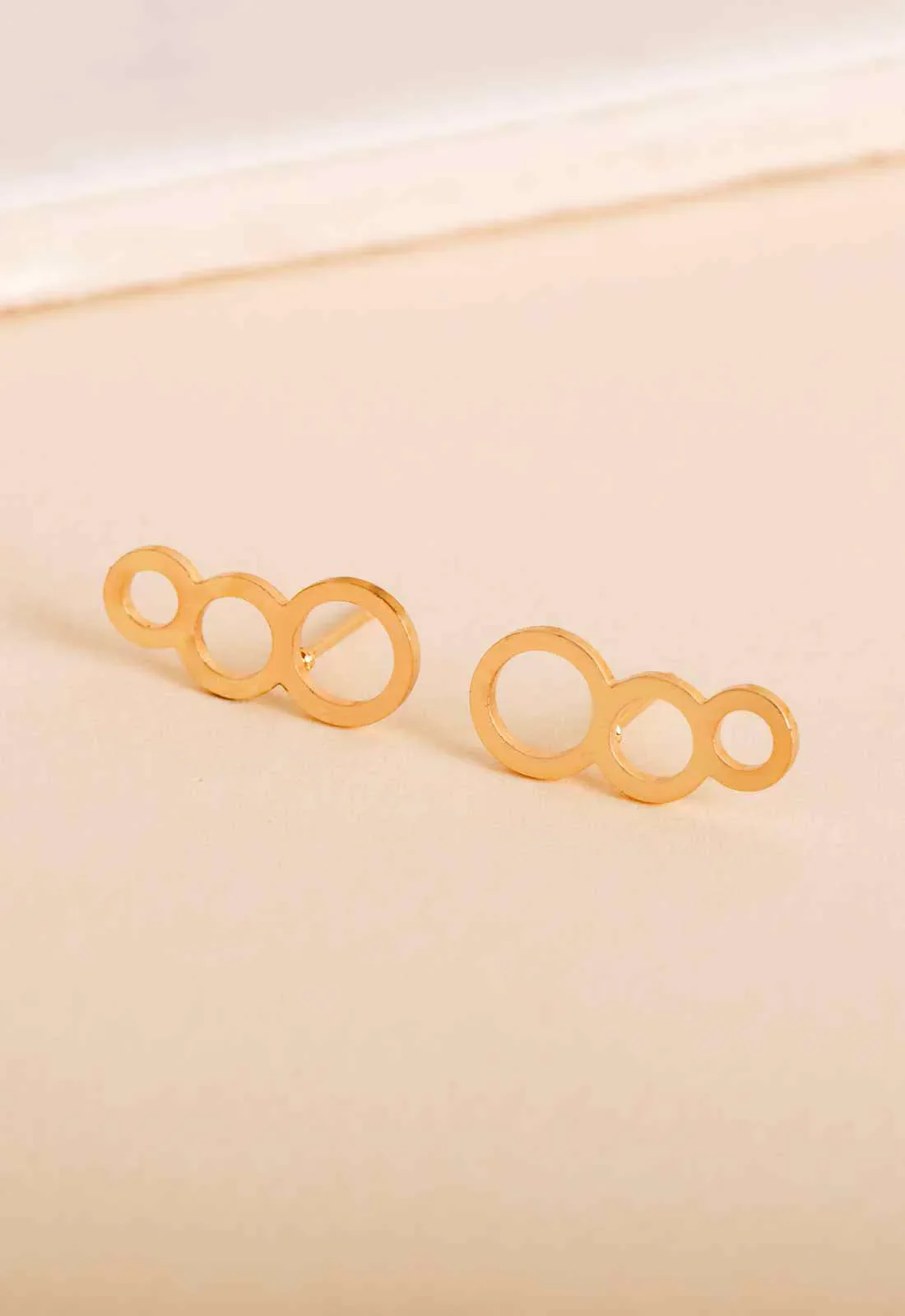 Always Chic Gold Triple Circle Climber Earrings - Image 3