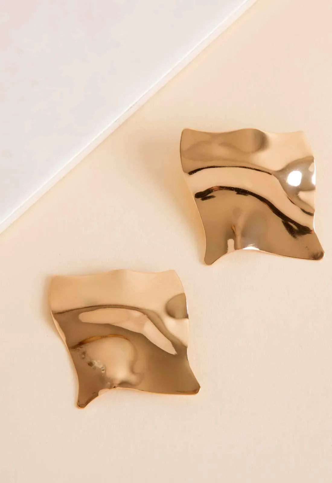 Always Chic Gold Wrinkled Square Earrings