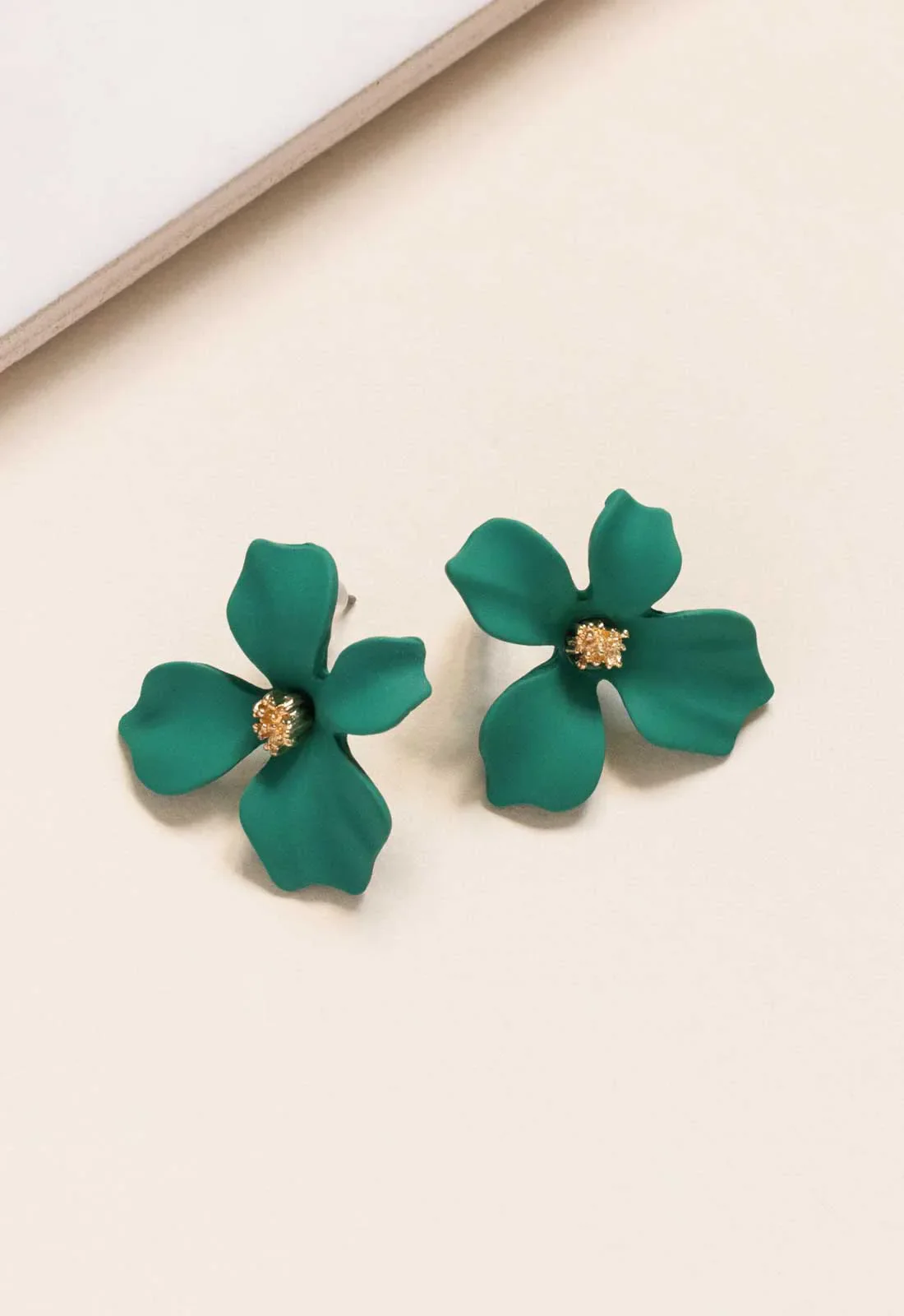 Always Chic Green Flower Earrings - Image 4