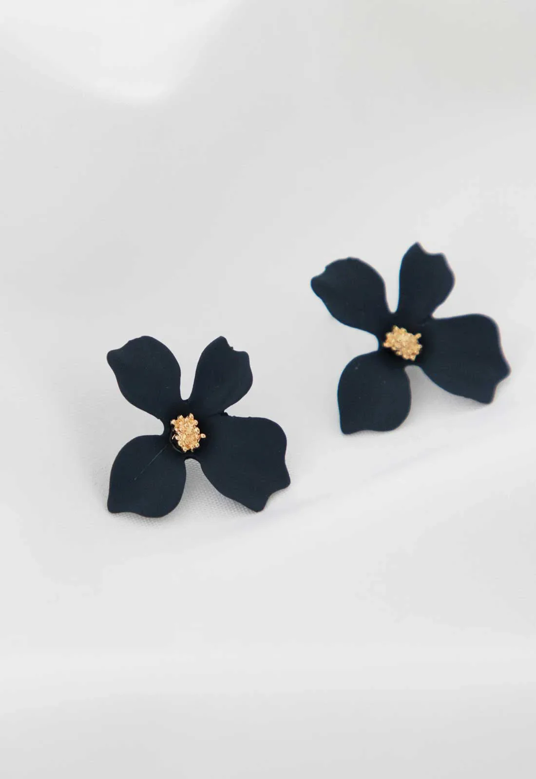Always Chic Navy Flower Earrings - Image 3