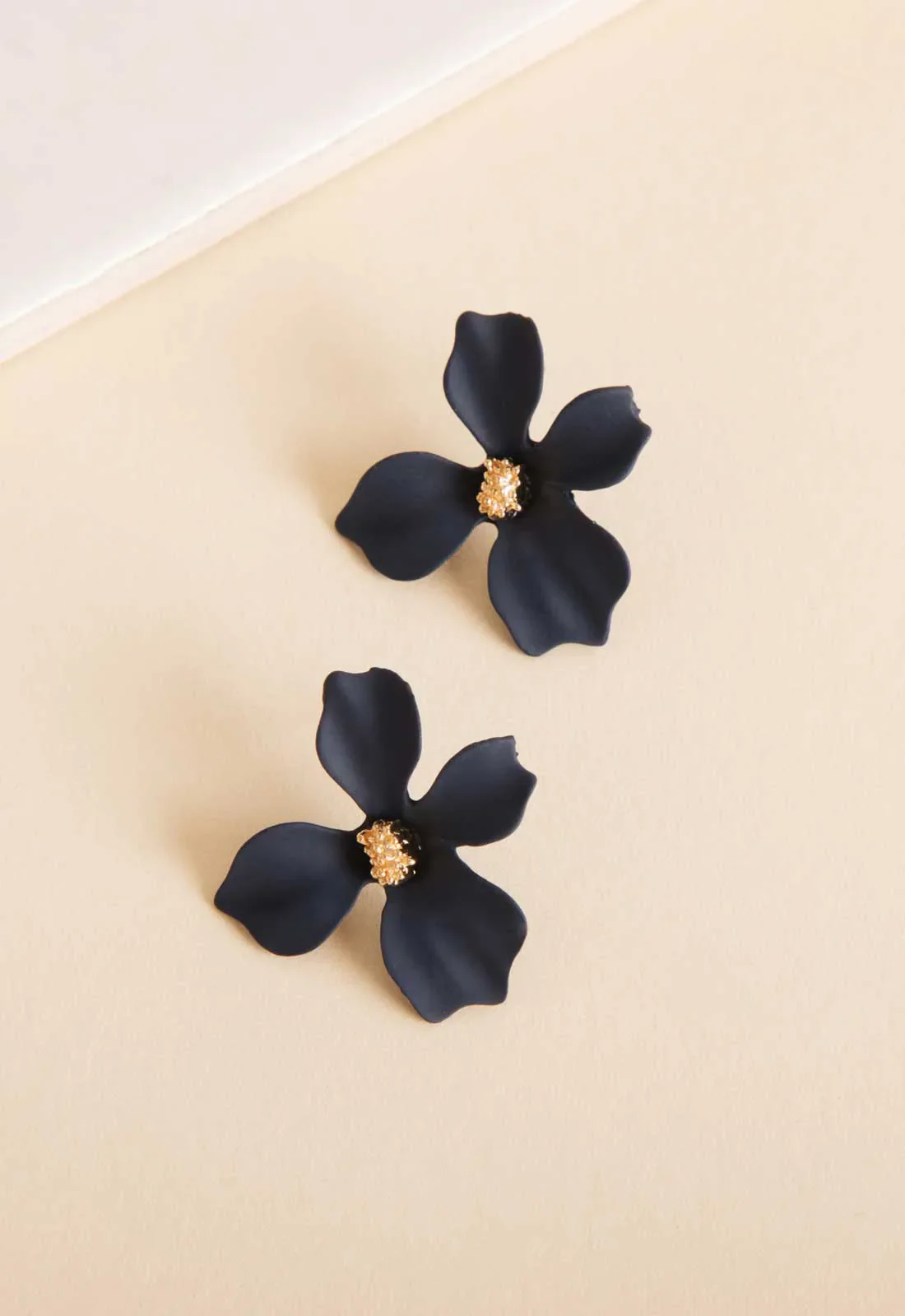Always Chic Navy Flower Earrings - Image 4