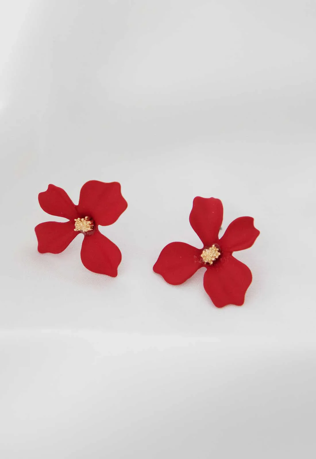 Always Chic Red 3D Floral Stud Earrings - Image 4