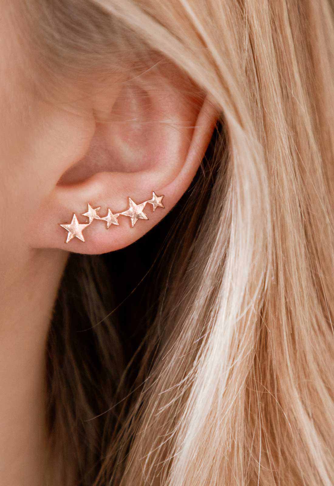 Always Chic Rose Gold Star Climber Earrings - Image 2