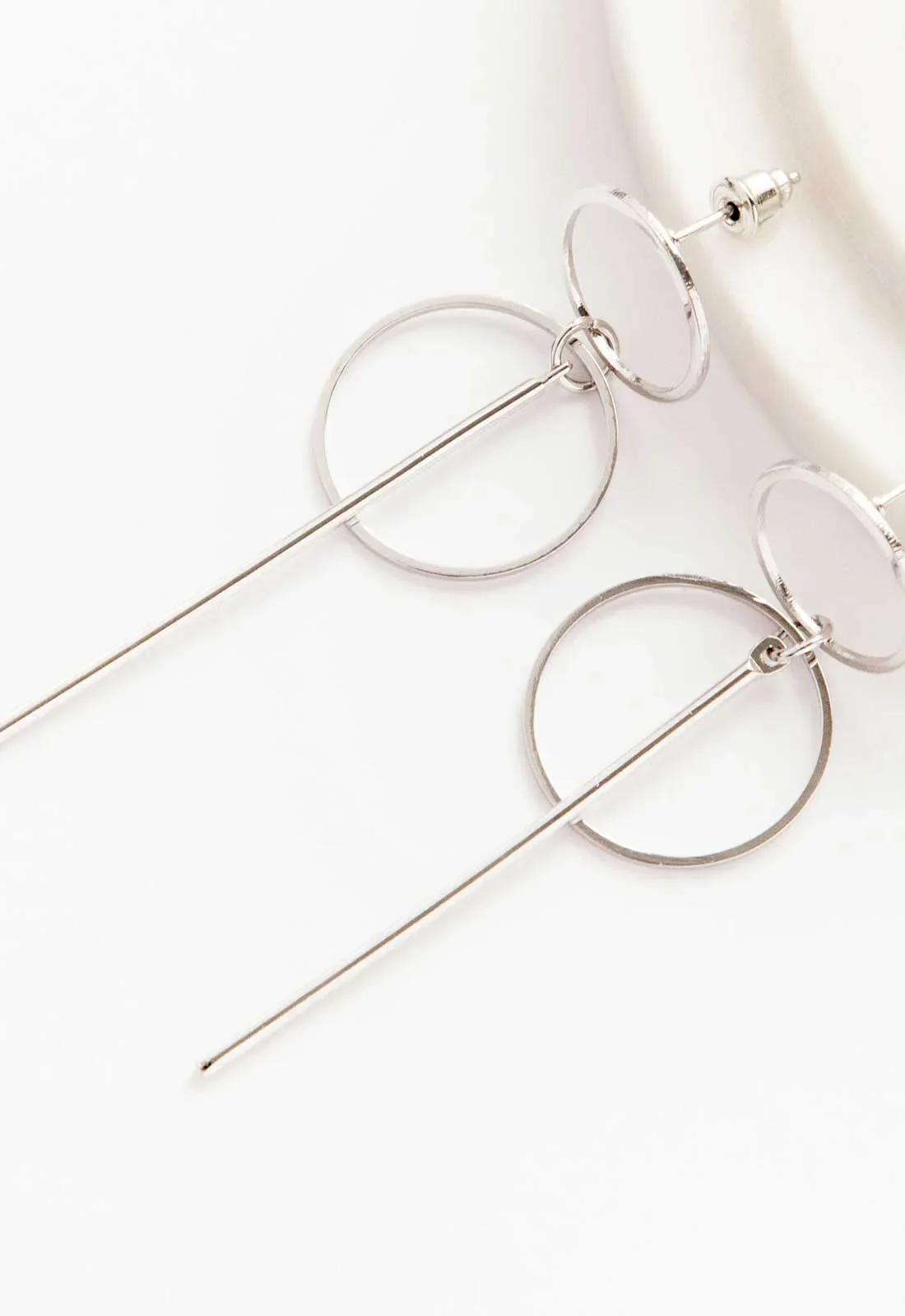 Always Chic Silver Bar Detail Double Hoop Earring