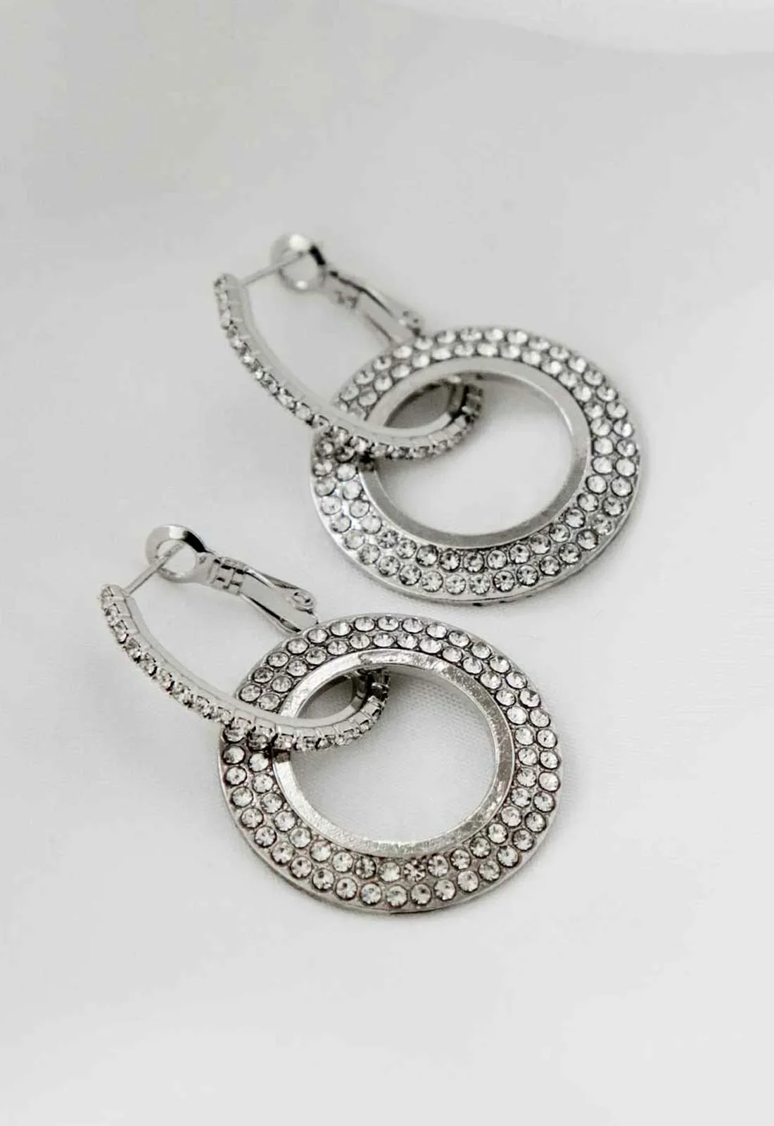 Always Chic Silver Crystal Double Hoop Earrings - Image 3