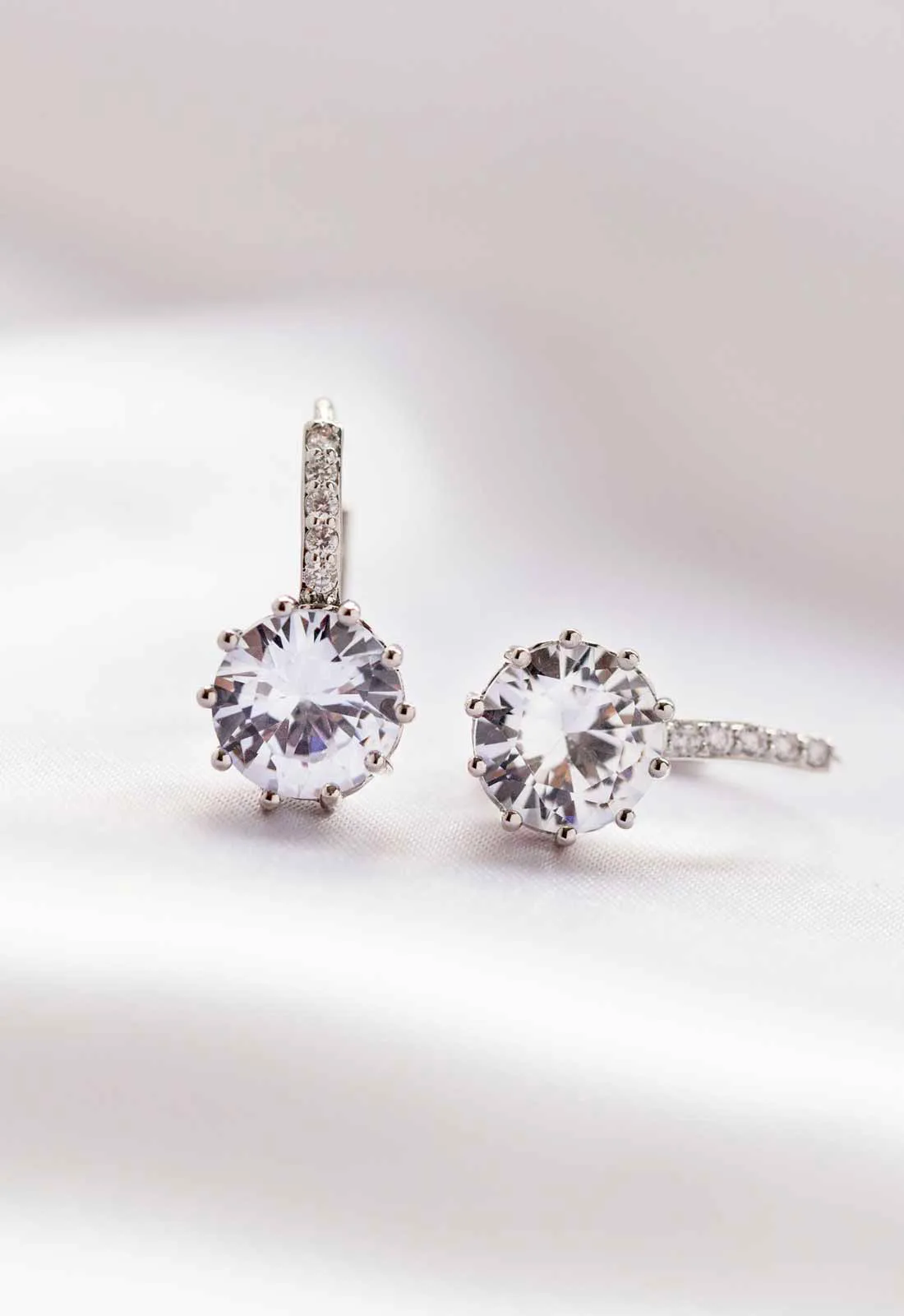 Always Chic Silver Crystal Hoop Earrings - Image 4