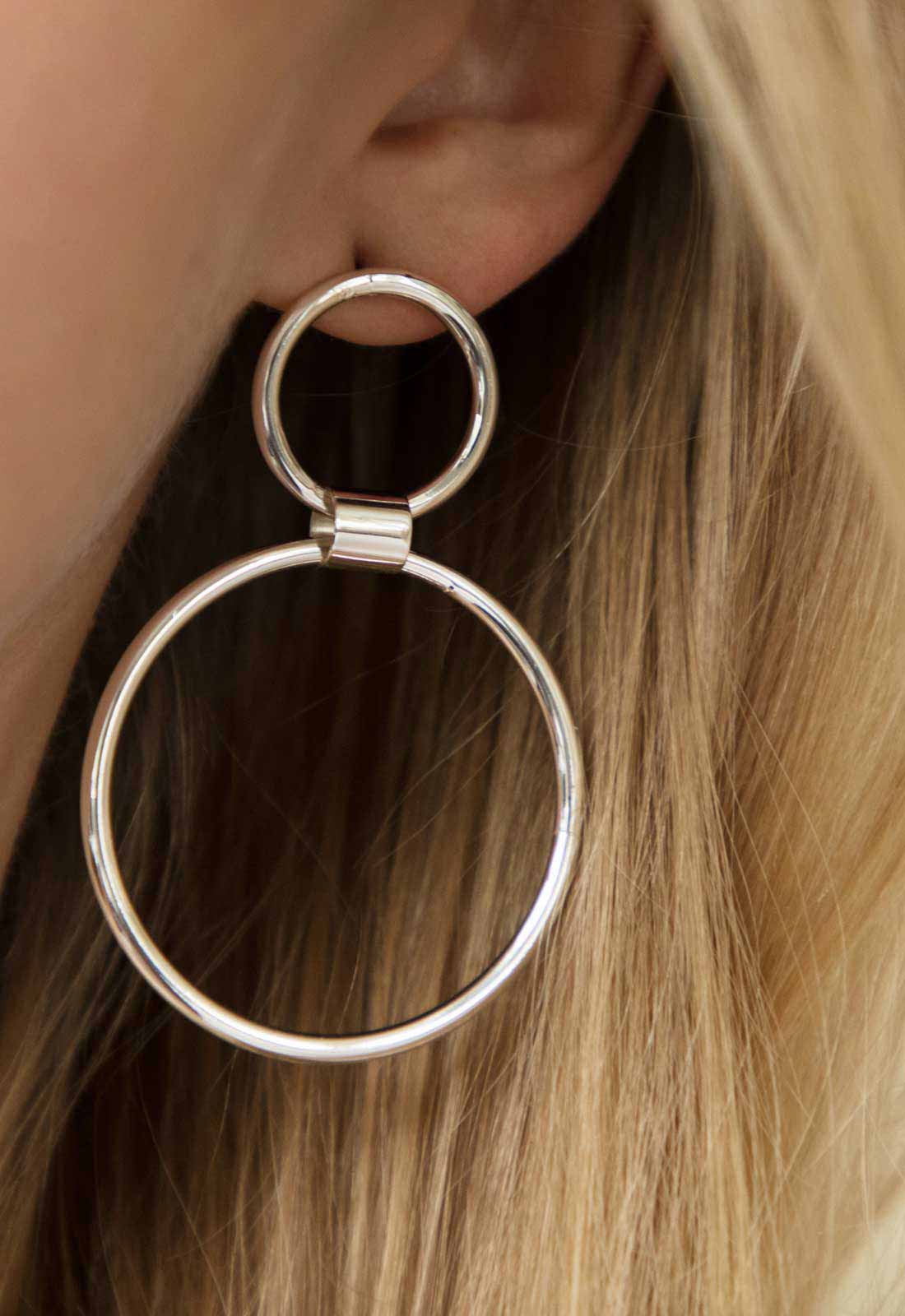 Always Chic Silver Double Hoop Earrings - Image 3