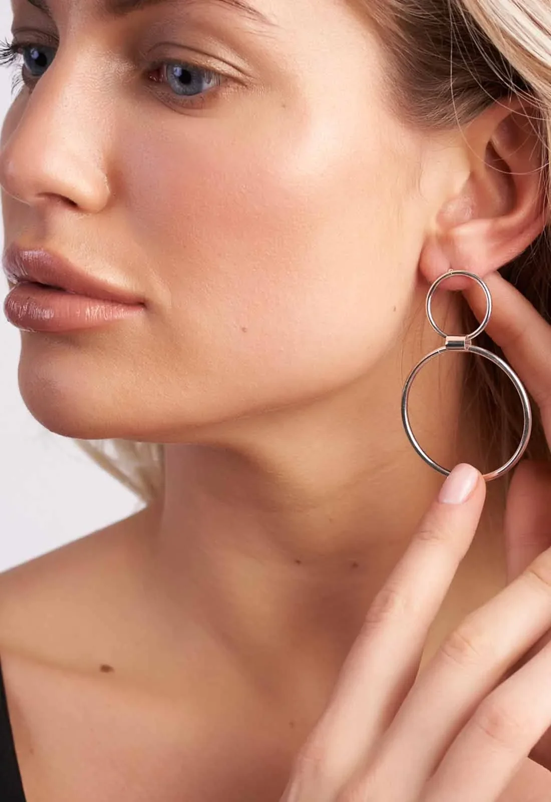 Always Chic Silver Double Hoop Earrings - Image 5