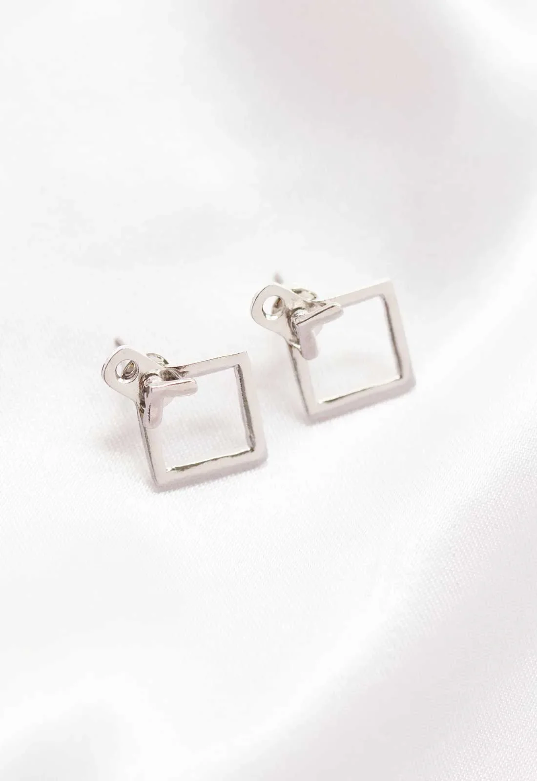 Always Chic Silver Geometric Stud Earrings - Image 4