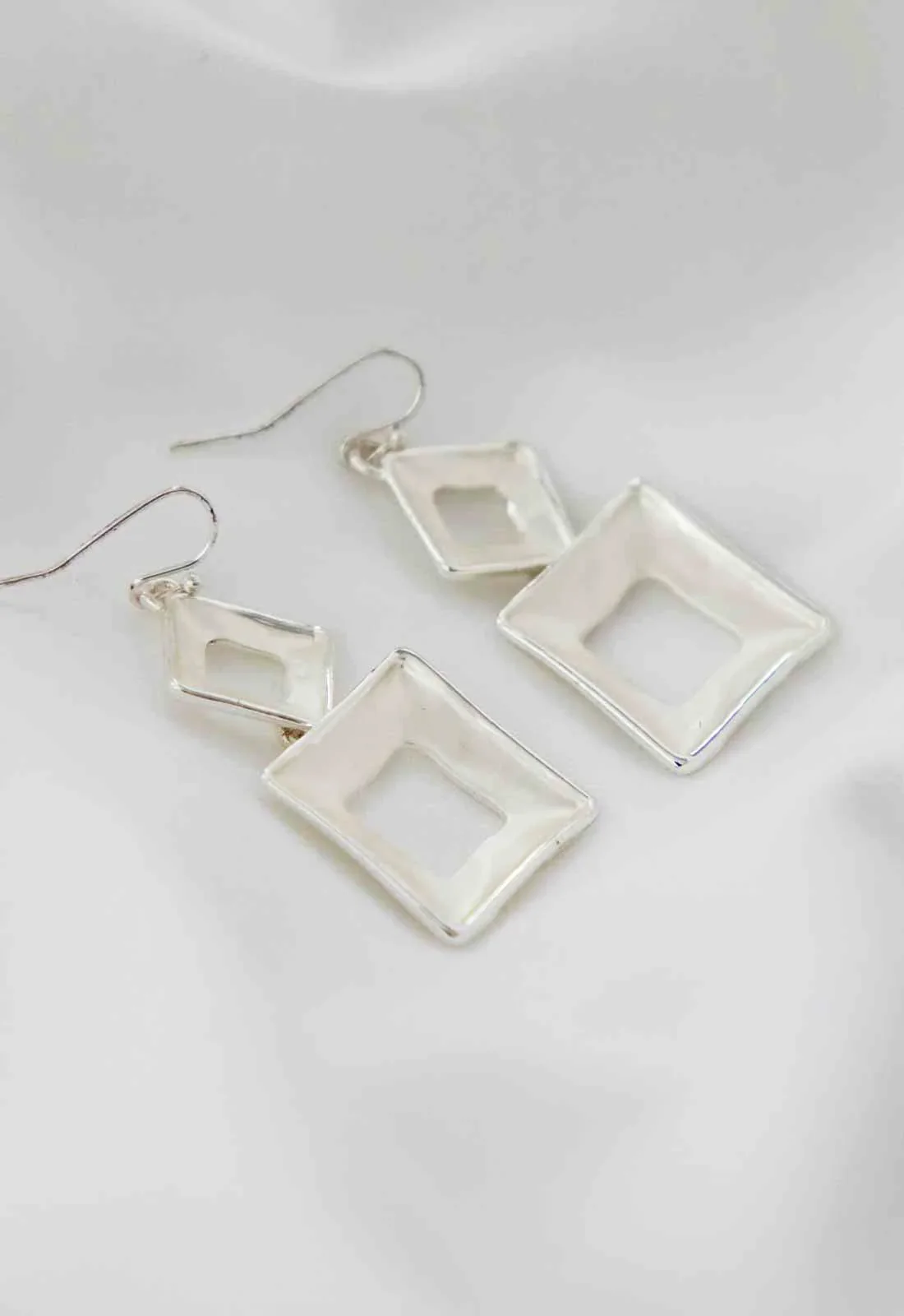Always Chic Silver Matte Geometric Earrings - Image 3