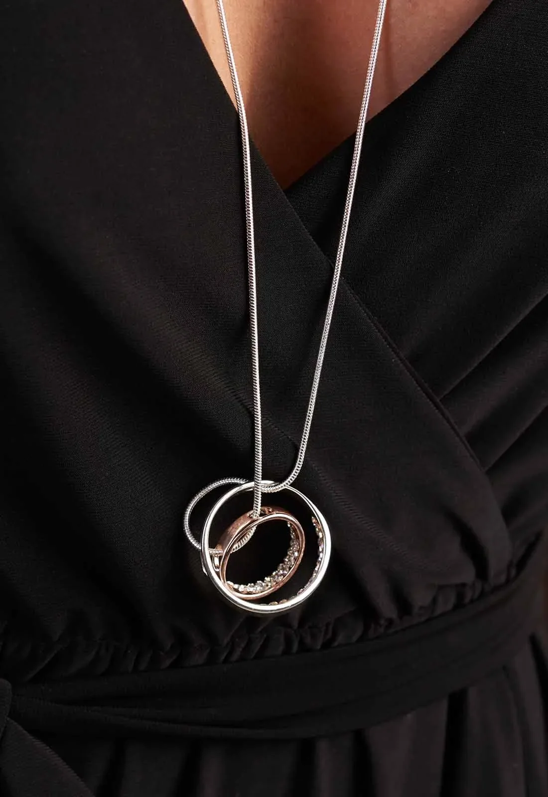 Always Chic Silver Rose Gold Ring Necklace - Image 3