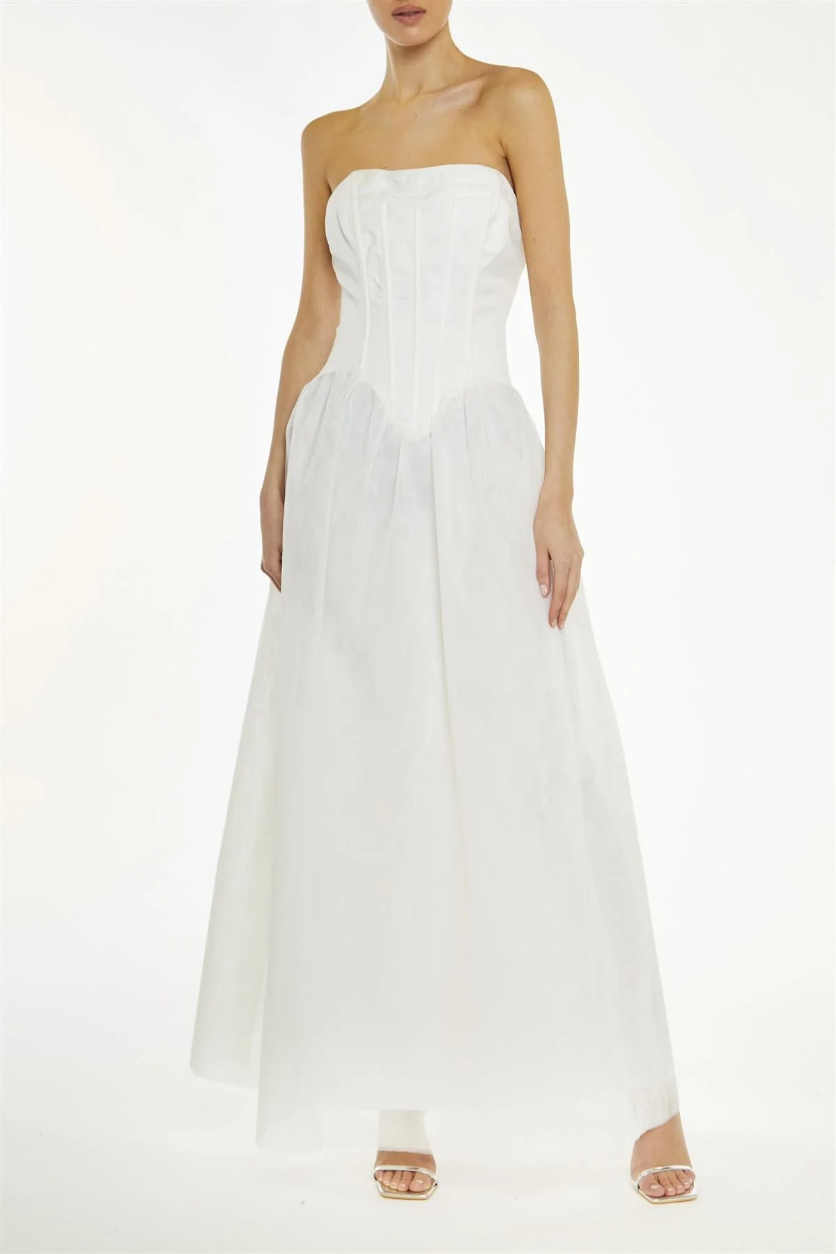 True Decadence White Angel Bandeau Corset Maxi-Dress - Image 3