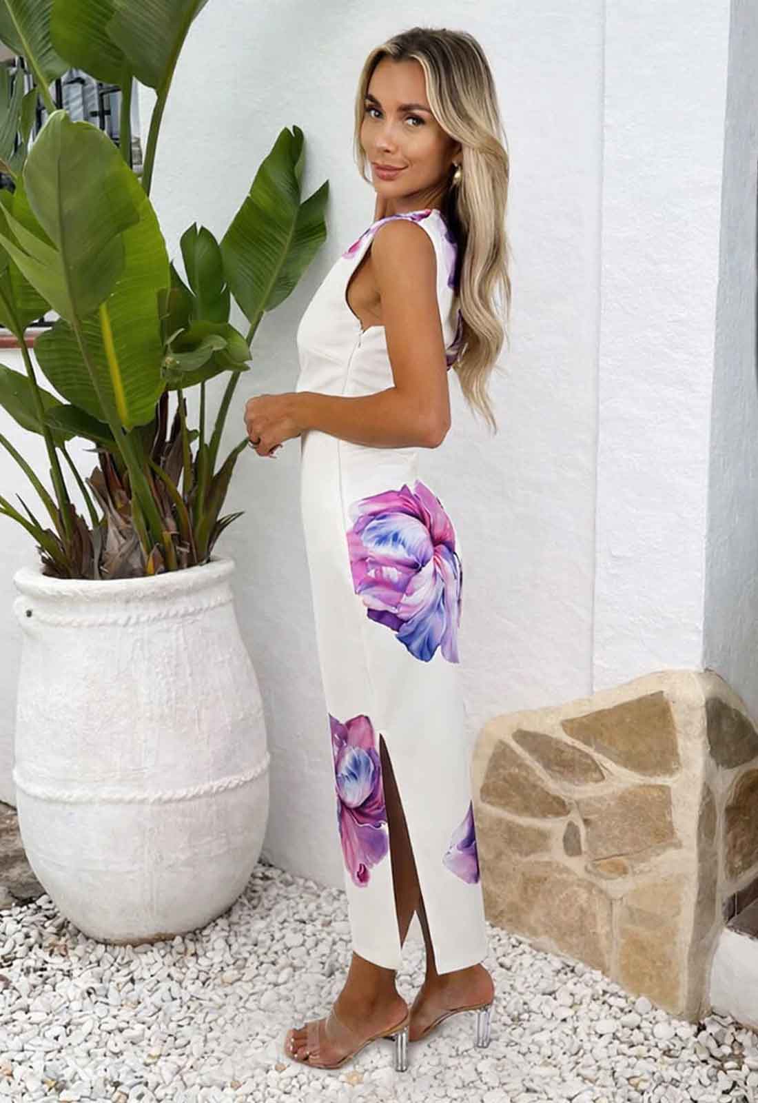 AX Paris Lilac Floral Summer Dress - Image 3