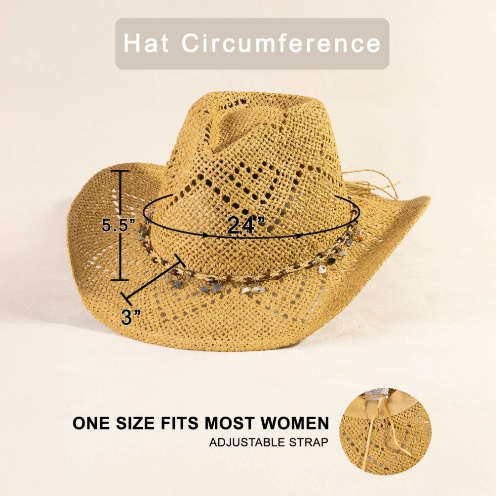 Beaded Strap Straw Cowboy Hat: IV - Image 10