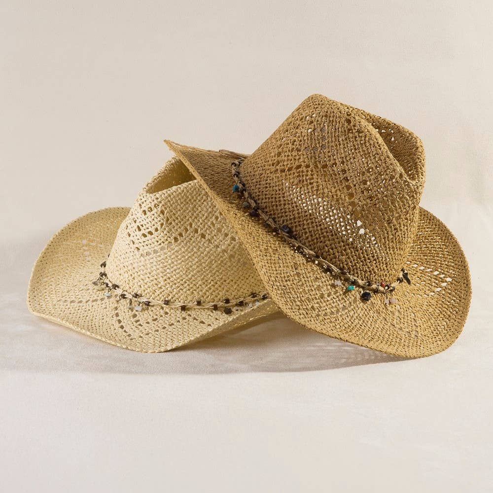 Beaded Strap Straw Cowboy Hat: IV - Image 3