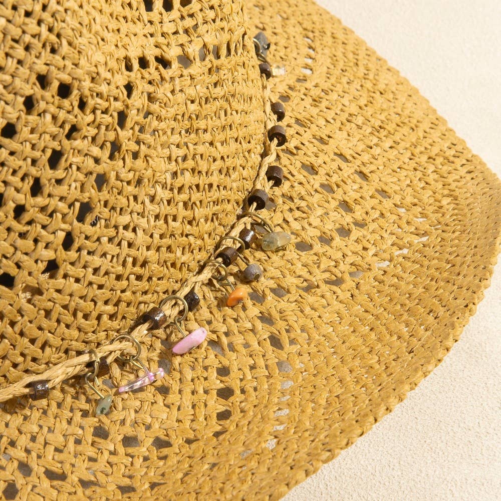 Beaded Strap Straw Cowboy Hat: IV - Image 6
