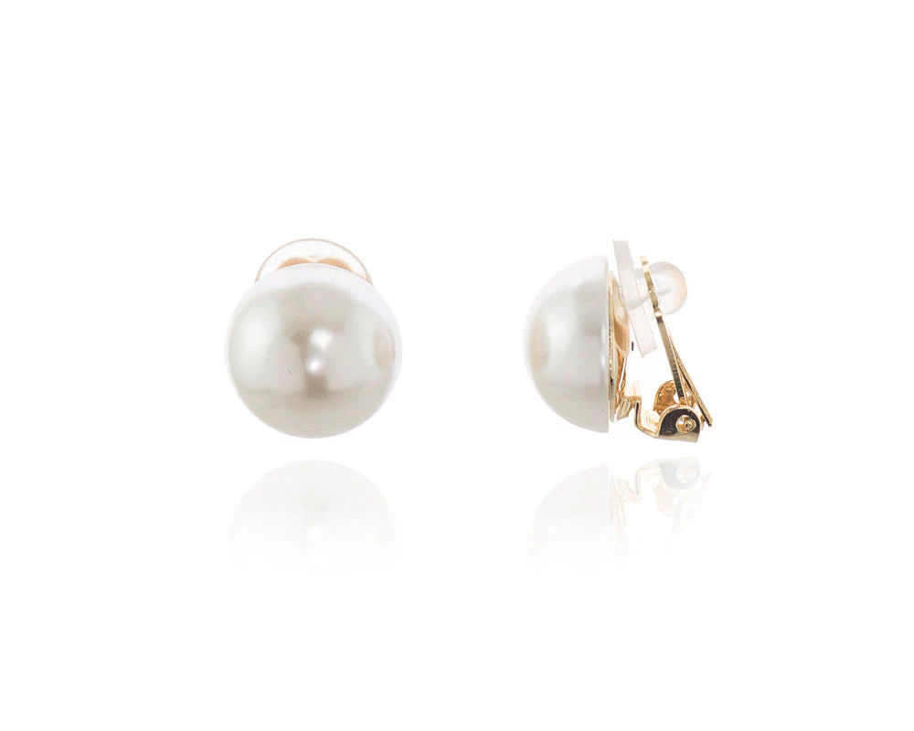 Cachet London Bibi 14mm Pearl Gold Clip On Earrings - Image 11