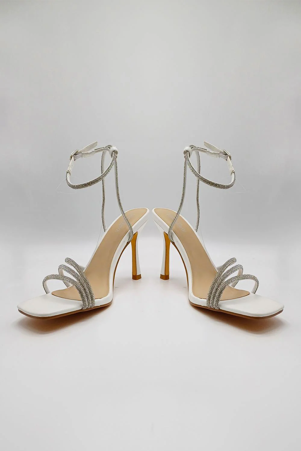 Miss Diva White Camina Diamante Heels - Image 4