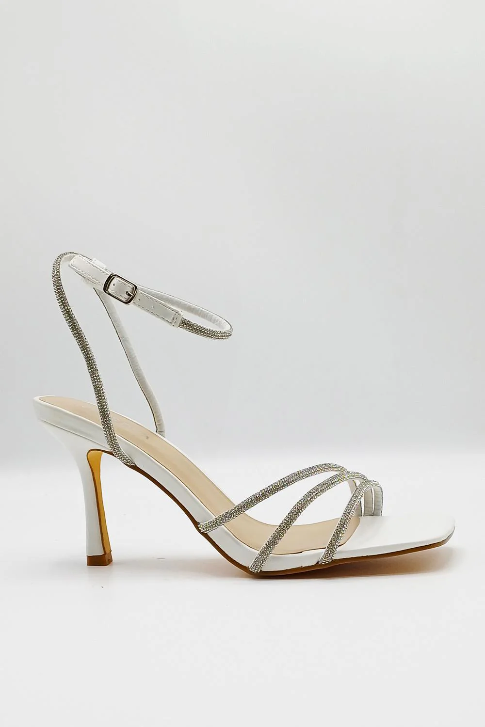 Miss Diva White Camina Diamante Heels - Image 6