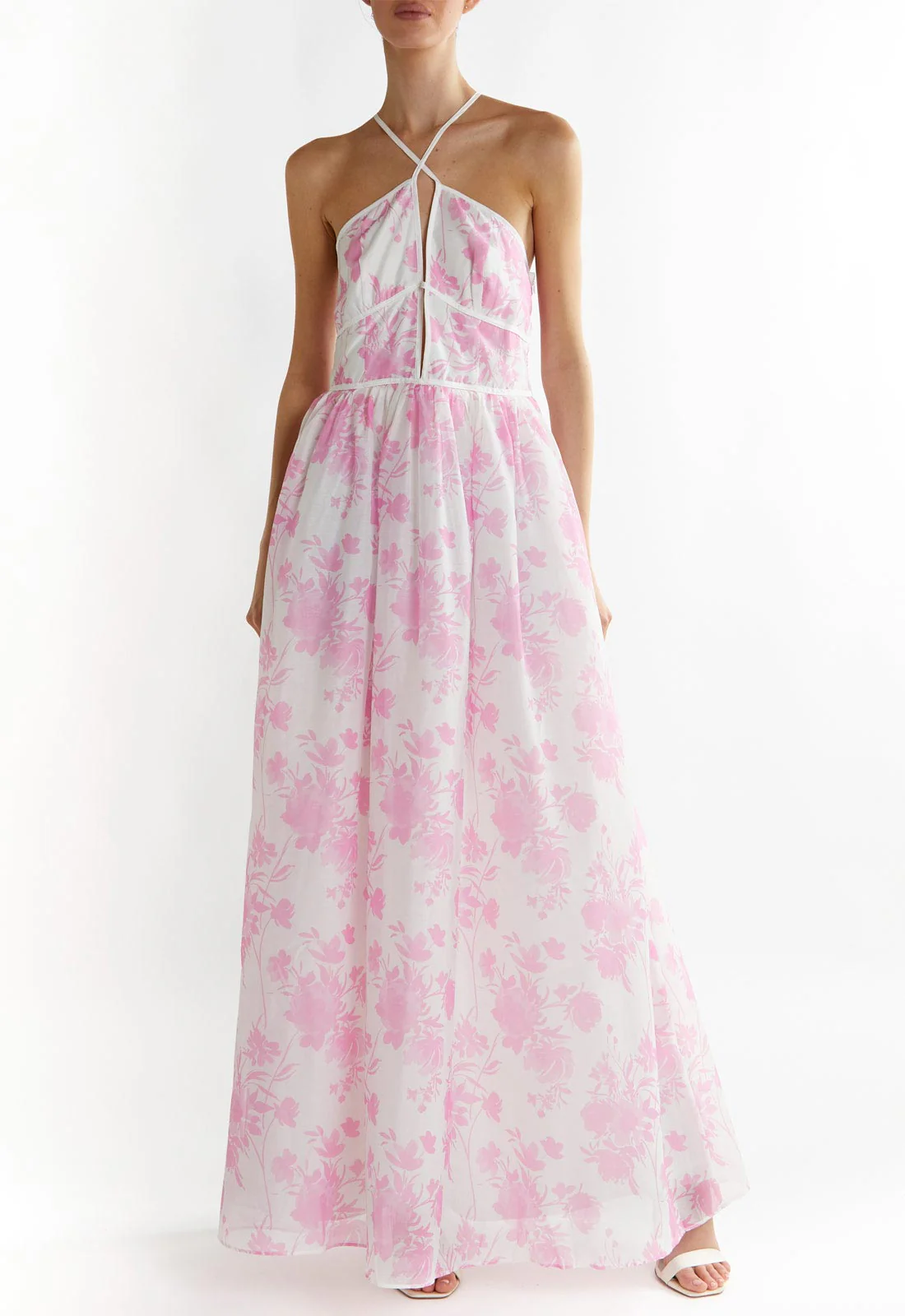 True Decadence Candy Pink Floral Aubree Lace Trim Maxi Dress - Image 3