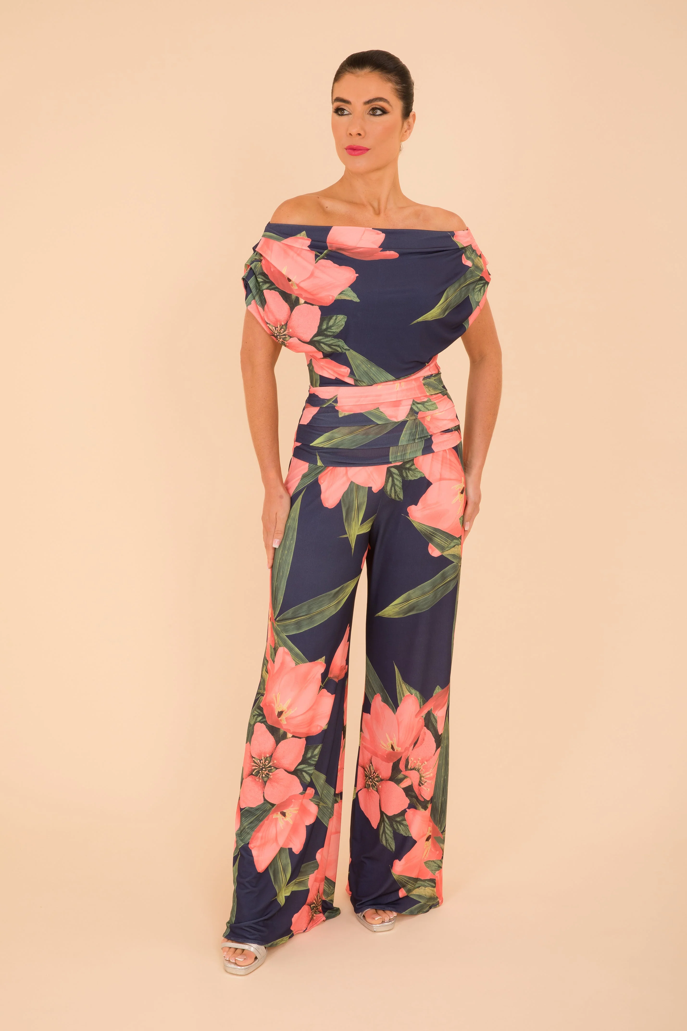 Atom Label Navy & Coral Floral Carbon Jumpsuit - Image 4
