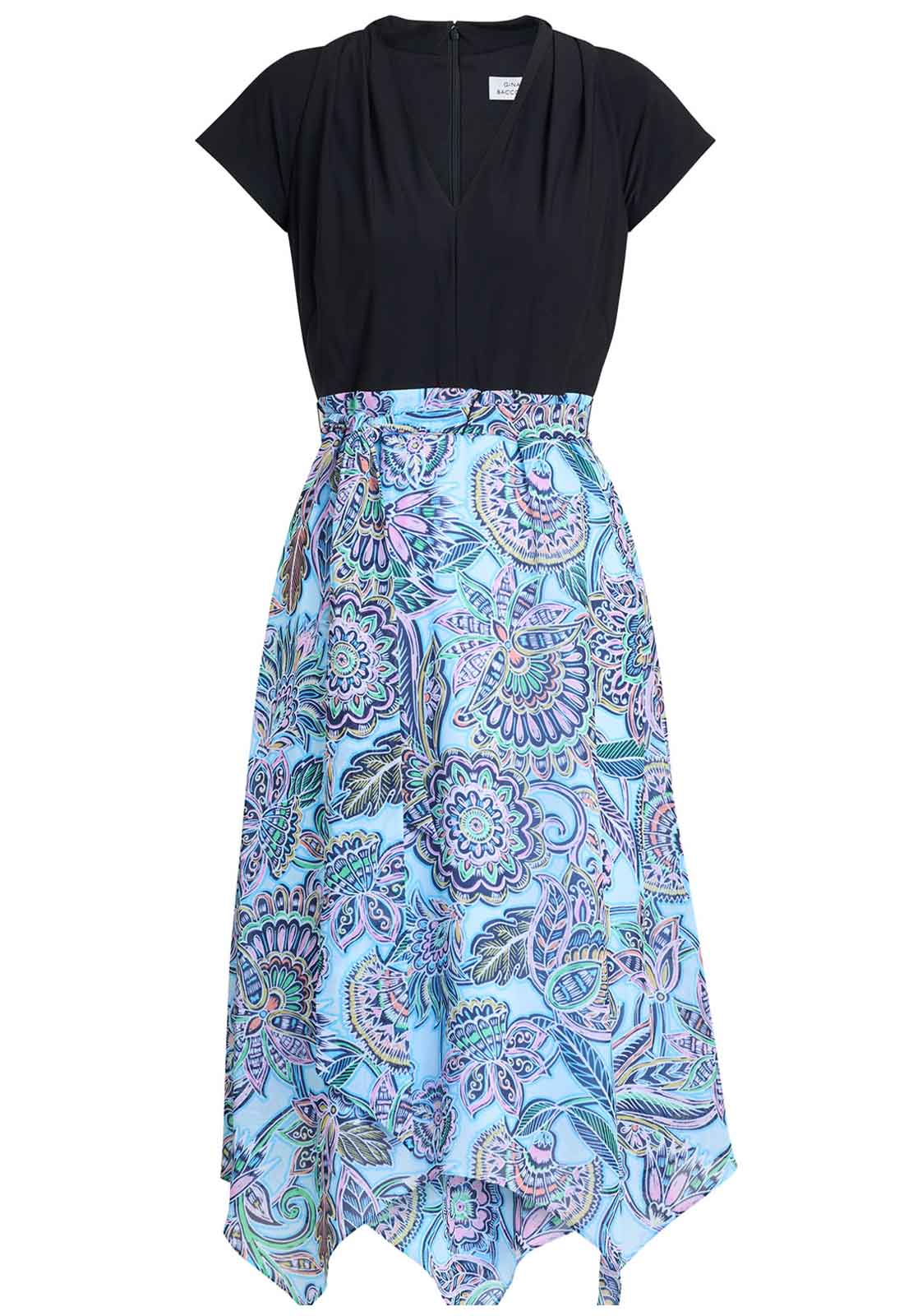 Gina Bacconi Black Charlotte Handkerchief Skirt Dress - Image 2
