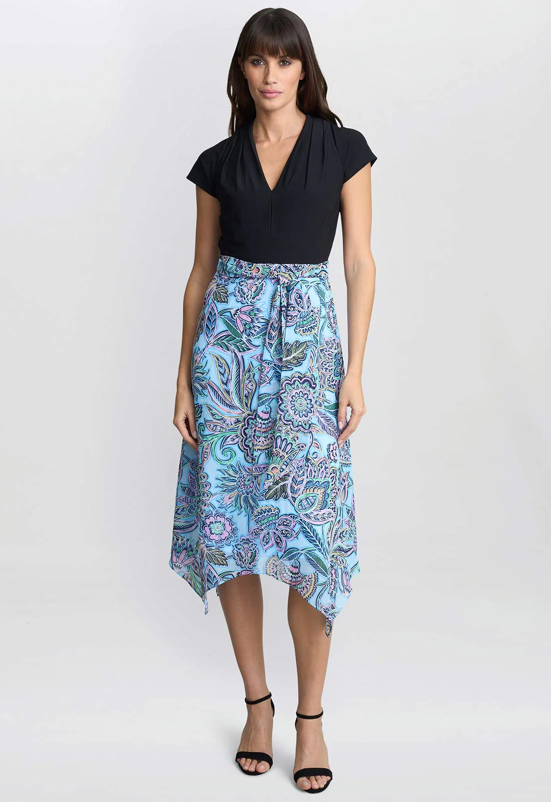Gina Bacconi Black Charlotte Handkerchief Skirt Dress - Image 3