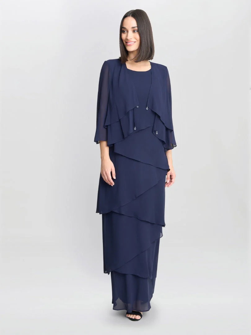 Gina Bacconi Colette Jacket And Asymmetric Tiered Dress