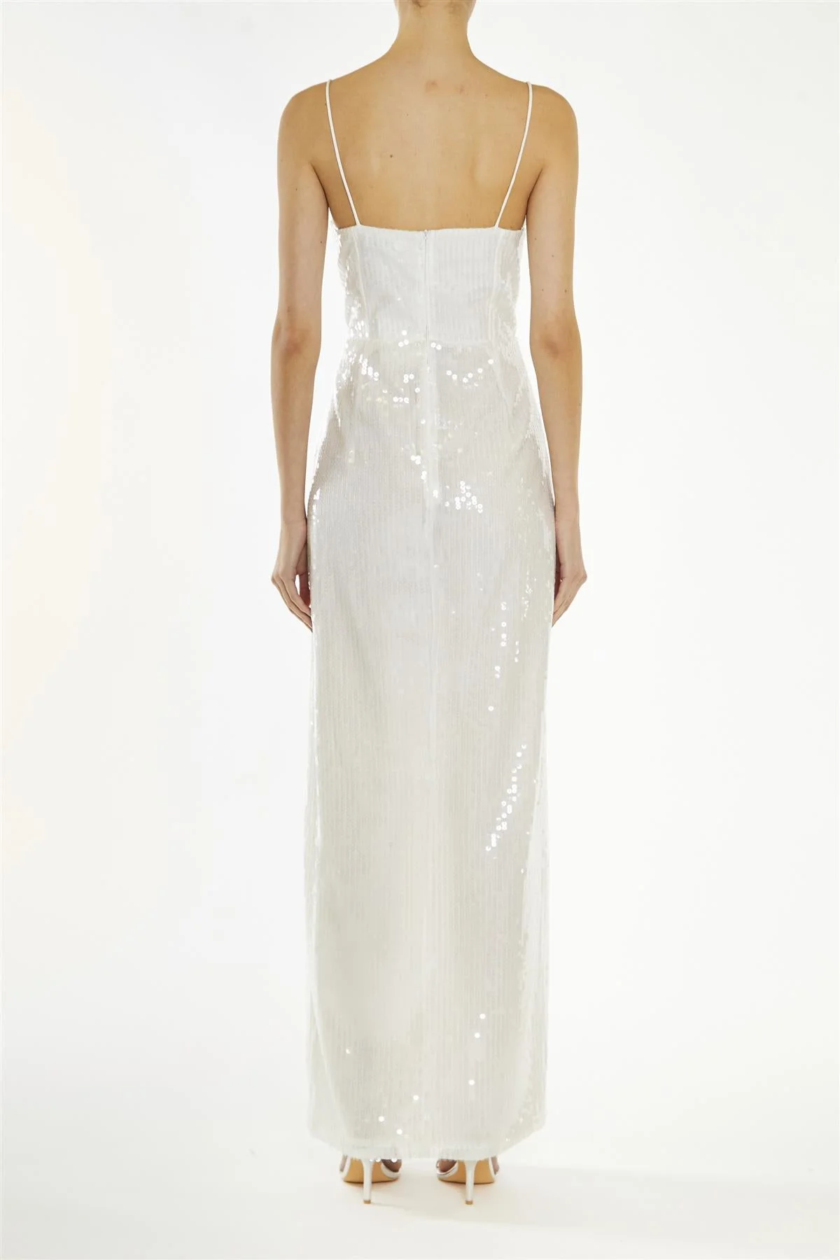 True Decadence White Crystal Split Maxi Dress - Image 2
