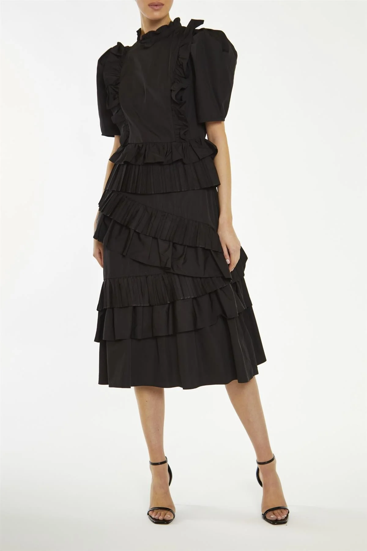 True Decadence Black Delilah Puff-Sleeve Midi-Dress - Image 3
