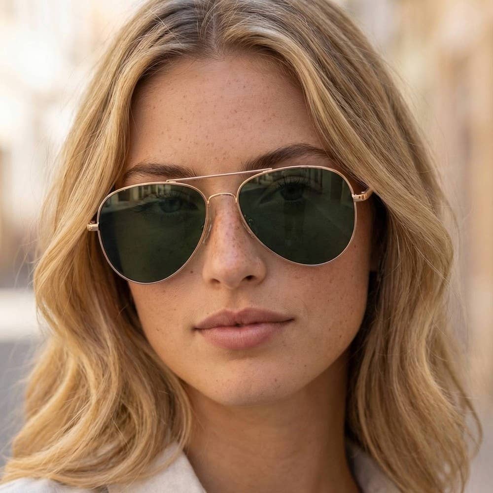 Double Bridge Aviator Sunglasses: ASSORTED - Image 2