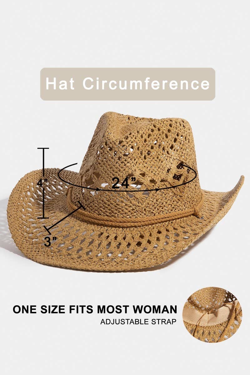 Double Strap Western Straw Hat: KA - Image 2