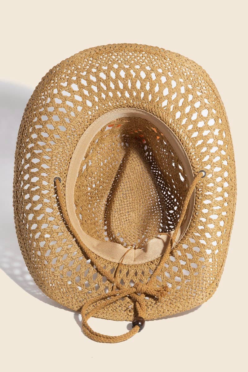 Double Strap Western Straw Hat: KA - Image 3
