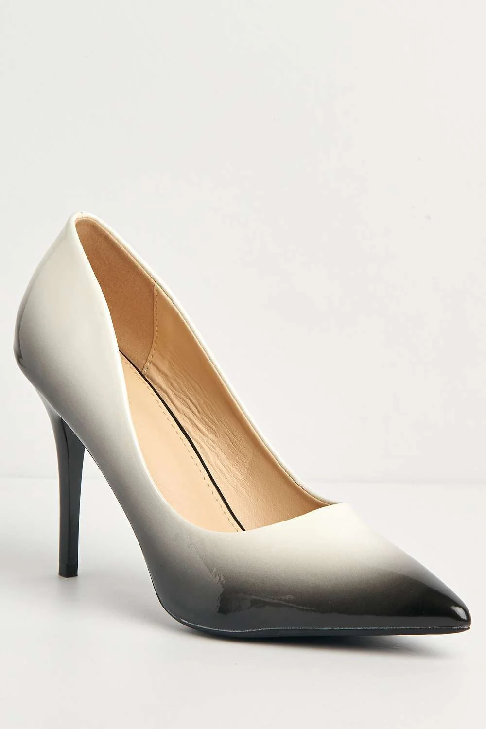 Miss Diva White Dua Two Tone Pointed Toe Court Shoes - Image 4