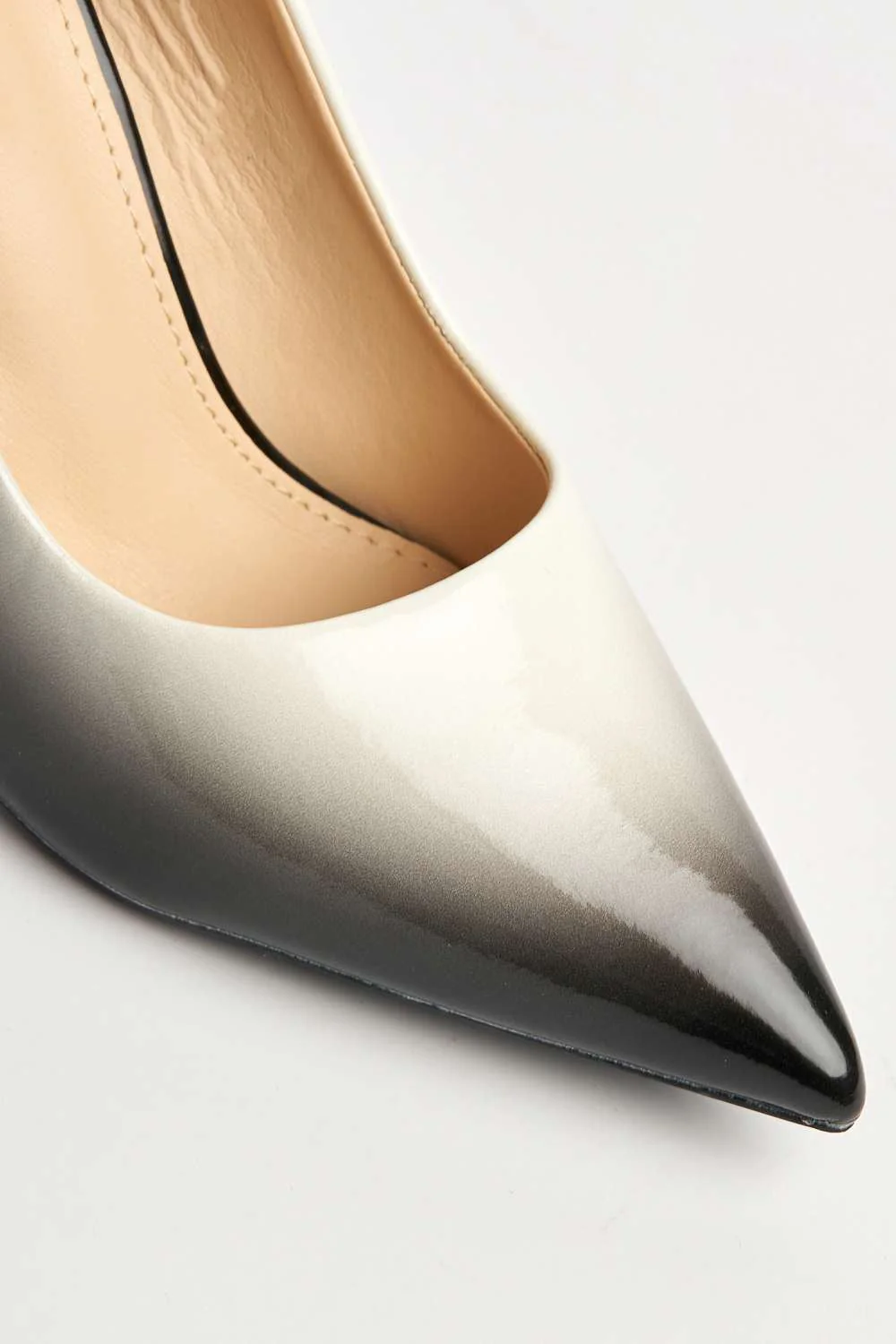 Miss Diva White Dua Two Tone Pointed Toe Court Shoes - Image 6