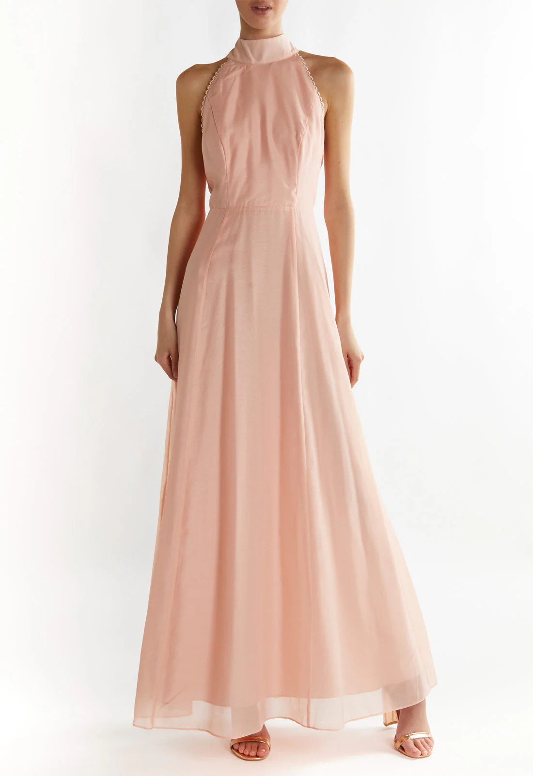 True Decadence Dusty-Peach Cynthia Halter-Neck Maxi Dress - Image 3