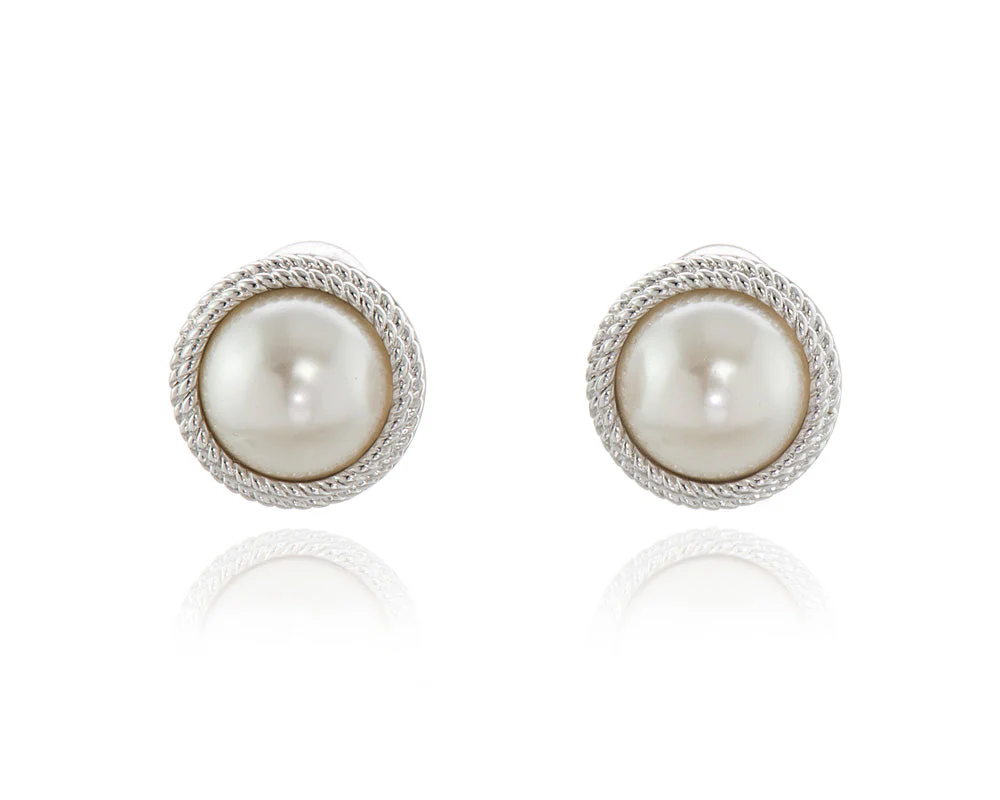 Cachet London Elan Pearl Silver Clip On Earrings - Image 11