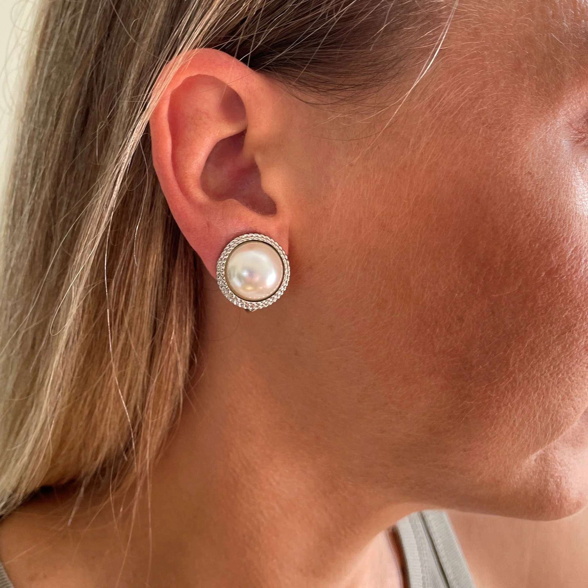 Cachet London Elan Pearl Silver Clip On Earrings - Image 12
