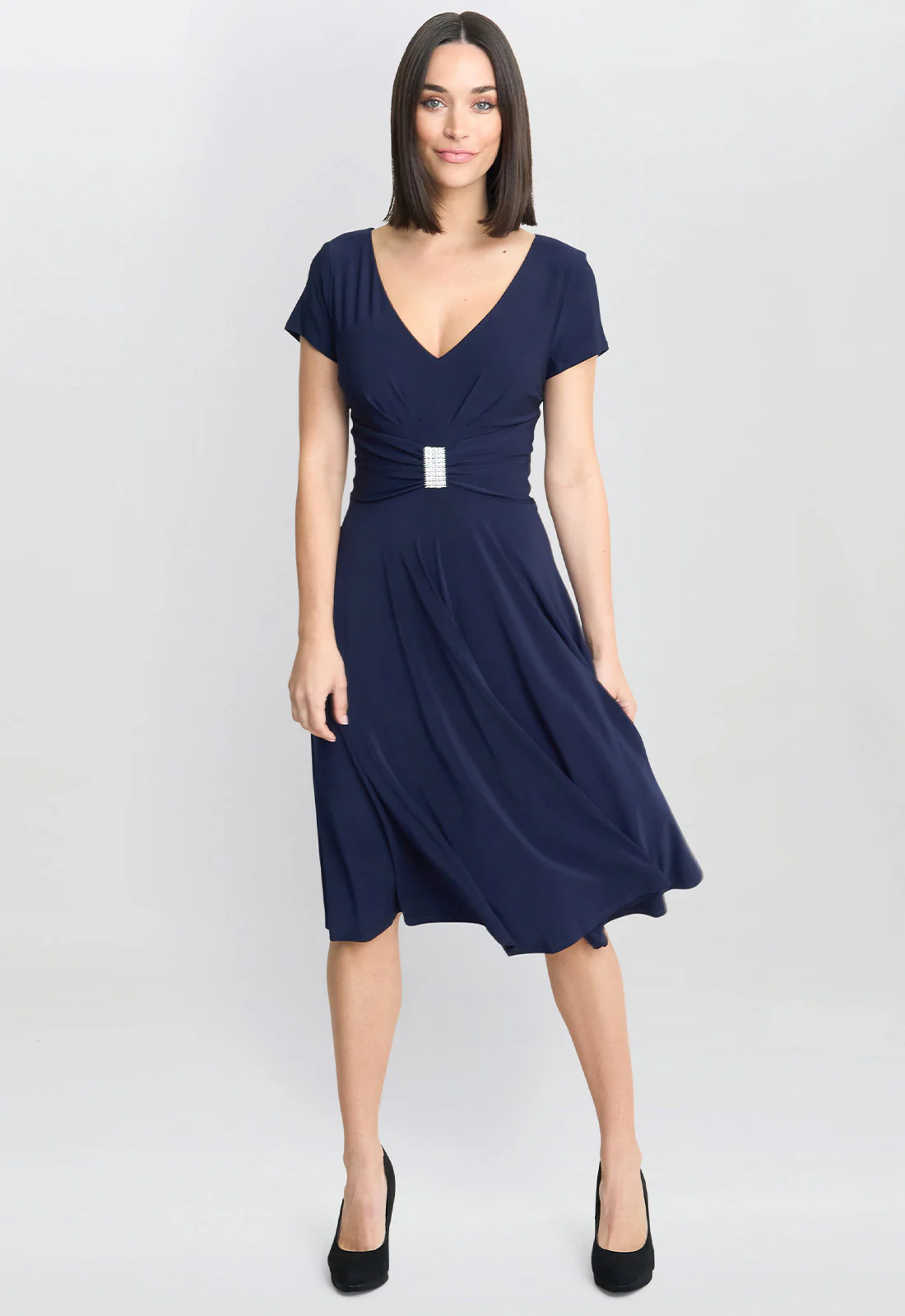 Gina Bacconi Navy Elsa Jersey Cocktail Dress - Image 3